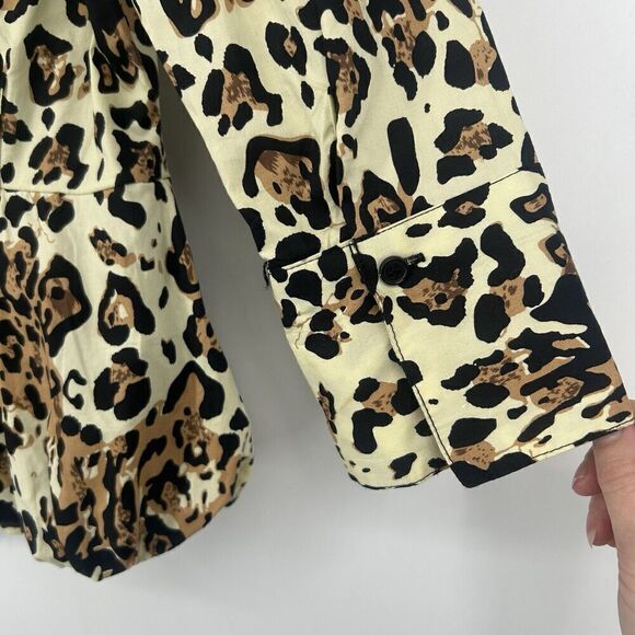 Giorgio Saint Angelo Womens Leopard Print Peplum Top Button Up Bubble Hem Size S - Picture 8 of 11